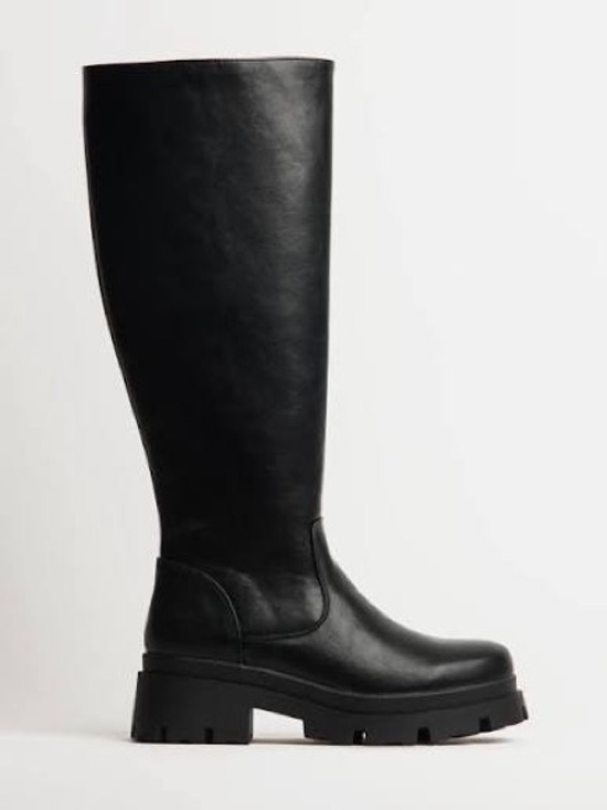 Harlow Shoes - Chunky Platform Over-the-Knee Boots in Black